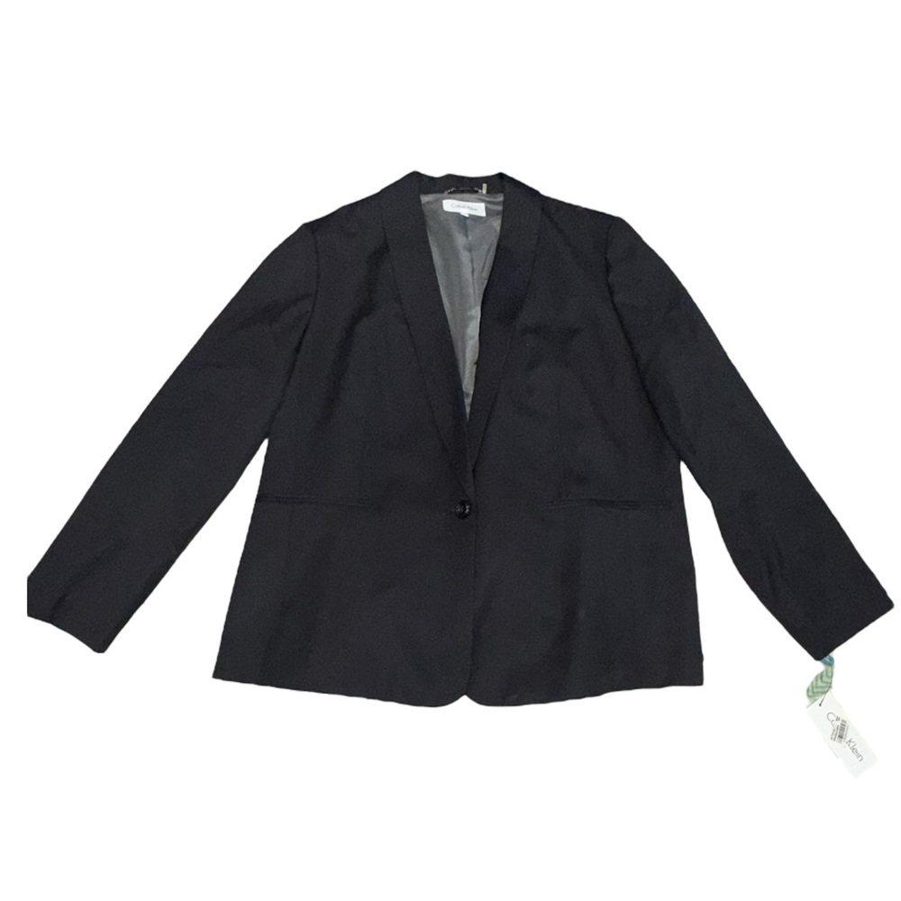 Calvin Klein Wool Black One-Button Professional Blazer 20W nwt